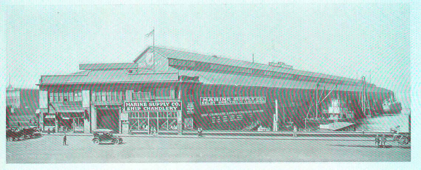 Historic marine supply storefront with ship chandlery inventory
